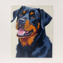 Quebra-cabeça Pintura em Aquarela de Cachorro Rottweiler