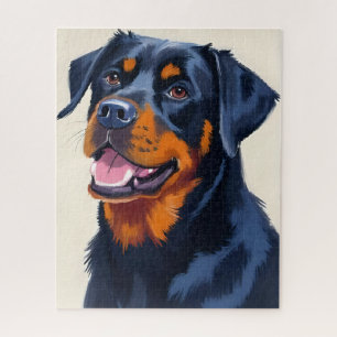 Quebra-cabeça Pintura em Aquarela de Cachorro Rottweiler