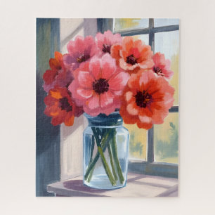 Quebra-cabeça Pintura em Aquarela de Flores em Vaso de Buquê Ver