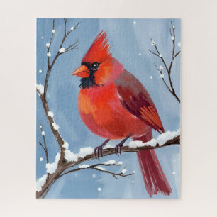 Quebra-cabeça Pintura em Aquarela do Pássaro Vermelho Cardinal d
