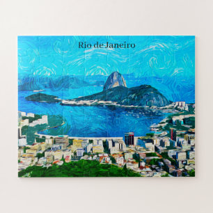 Quebra-cabeça Pintura em Aquarela Vintage do Rio de Janeiro
