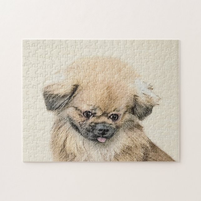 Quebra-cabeça Pintura em Pekingese - Arte Cachorra Original (Horizontal)