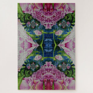 Quebra-cabeça pintura floral a abstrato cor rosa de pedras