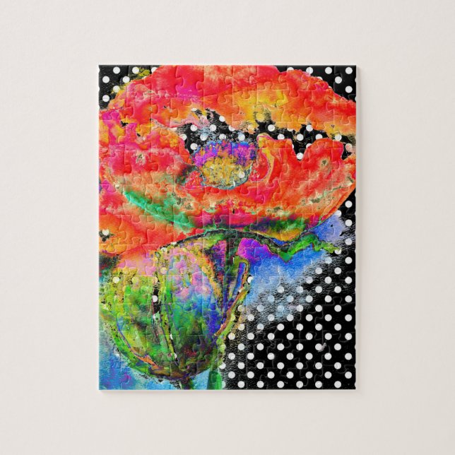 Quebra-cabeça Pintura floral de abstrato vermelho elegante (Vertical)