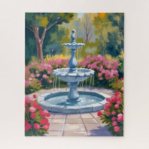 Quebra-cabeça Pintura Floral de Fonte de Jardim