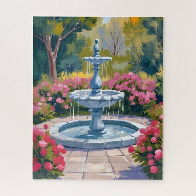 Quebra-cabeça Pintura Floral de Fonte de Jardim (Vertical)