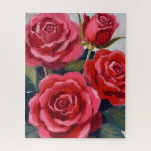 Quebra-cabeça Pintura Floral de Rosas Vermelhas