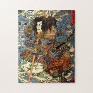 Quebra-cabeça Pintura japonesa de Ukiyo-e do samurai do vintage