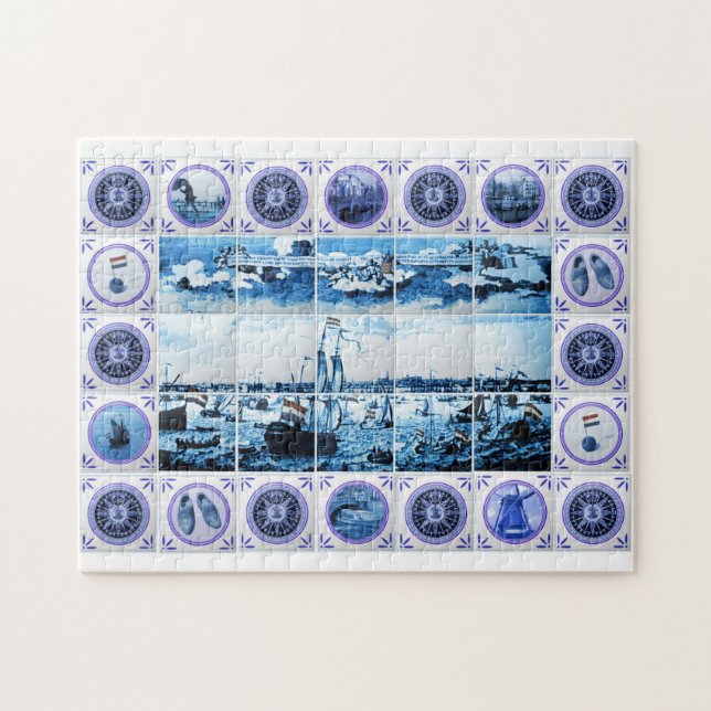 Quebra-cabeça Pintura mural do azulejo do estilo de Holland (Horizontal)