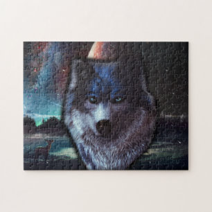 Quebra-cabeça Pintura na cabeça do lobo