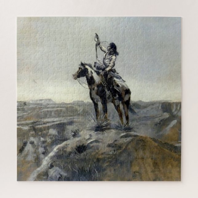 Quebra-cabeça Pintura Ocidental “Guerra” de Charles M Russell (Vertical)