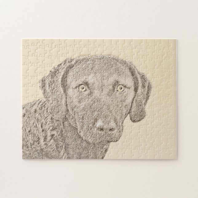 Quebra-cabeça Pintura Original para Cão na Baía de Chesapeake Re (Horizontal)