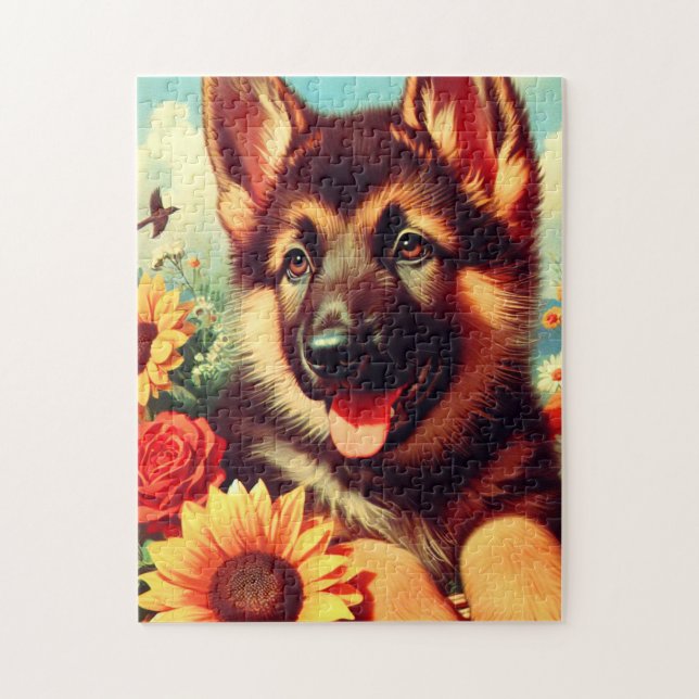Quebra-cabeça Pintura para pinos de German shepherd cômodo (Vertical)