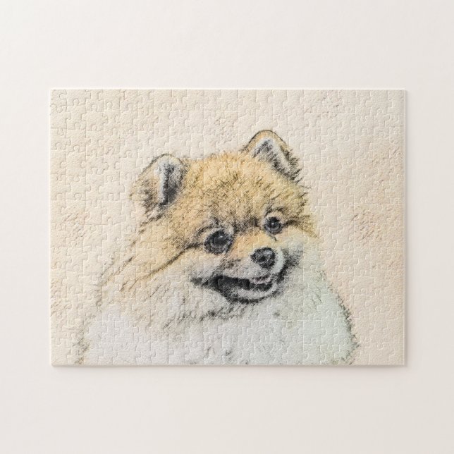 Quebra-cabeça Pintura Pomeraniana (Laranja) - Arte Canina Origin (Horizontal)