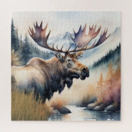 Quebra-cabeça Pintura por Aquarela de Moose Natureza