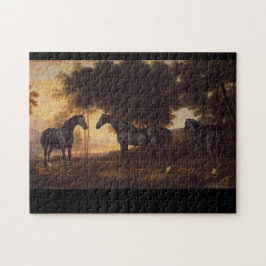 Quebra-cabeça Pintura preta do vintage dos garanhões por George