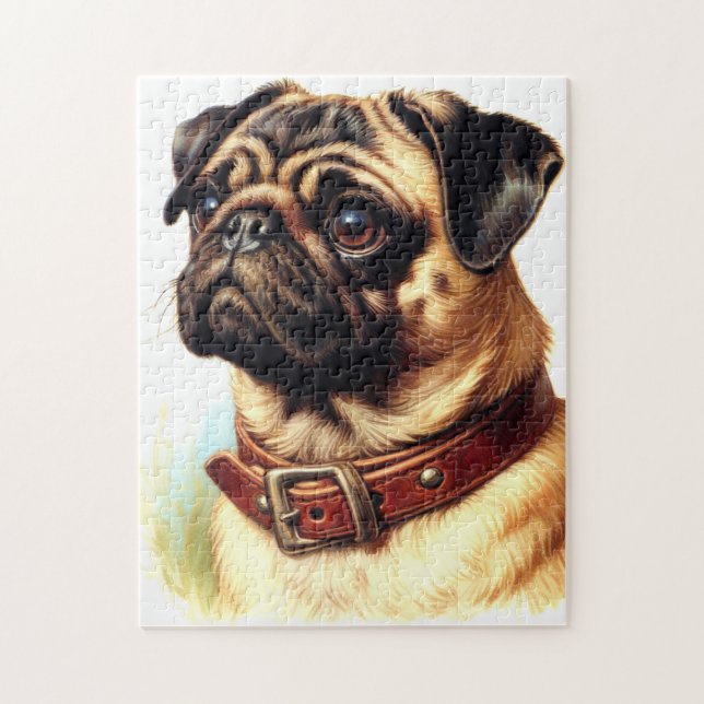 Quebra-cabeça Pintura Retroativa de Pug de Cubo (Vertical)