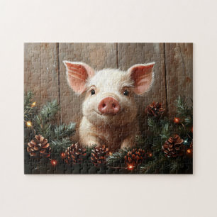 Quebra-cabeça Pintura russa de porco de Natal bonito