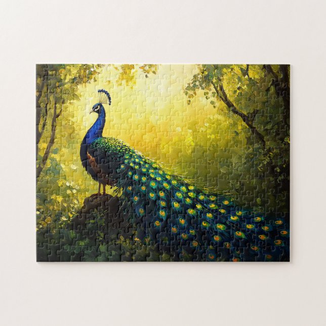 Quebra-cabeça Pintura Vívida de um Pavão (Horizontal)