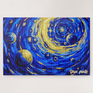 Quebra-cabeça Pintura Vórtice Galáxia Celestial Azul Dourado Cós