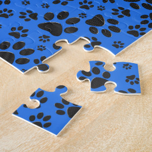 Quebra-cabeça Pinturas de cães Bolinhas preto e branco em azul-t