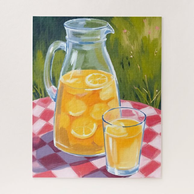 Quebra-cabeça Piquenique de Limonada | Limões Frutas Pintadas (Vertical)