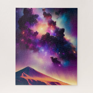 Quebra-cabeça Pirâmide cósmica sob a paisagem mística nebulosa d