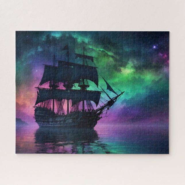 Quebra-cabeça Pirata Galleon por baixo das estrelas assombradas (Horizontal)