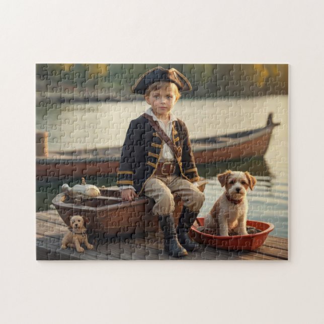 Quebra-cabeça Pirata Menino e seu cachorro (Horizontal)