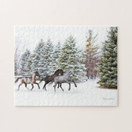 Quebra-cabeça Piscando Pela Neve - Três Cavalos