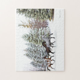 Quebra-cabeça Piscando Pela Neve - Três Cavalos