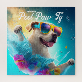 Quebra-cabeça Piscina - Convite Paw-Ty, Piscina Festa de anivers