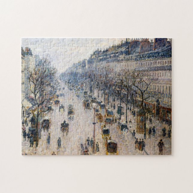 Quebra-cabeça Pissarro - Boulevard Montmartre, Winter Morning (Horizontal)
