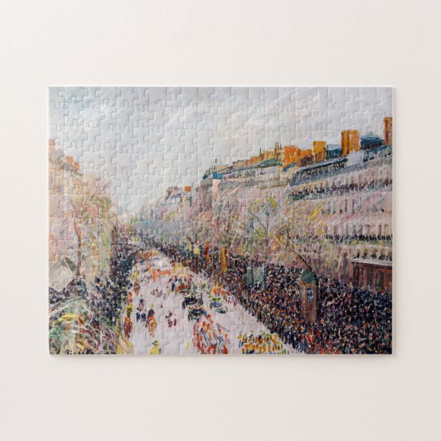 Quebra-cabeça Pissarro - Montmartre, Mardi Gras no Boulevard (Horizontal)
