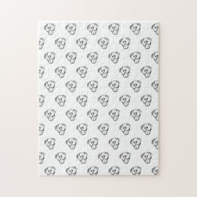 Quebra-cabeça pitbull desenhando simples cão amante branco preto (Vertical)