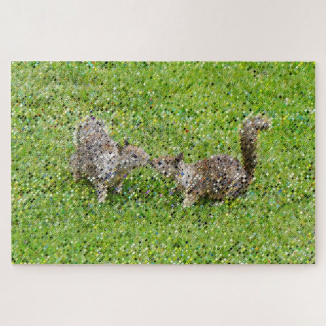 Quebra-cabeça Pixel Art - Dois esquilos (Horizontal)