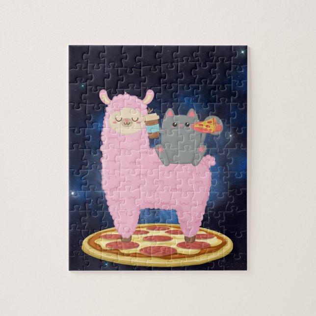 Quebra-cabeça Pizza Cat Space Cat Riding Llama jigsaw puzzle (Vertical)