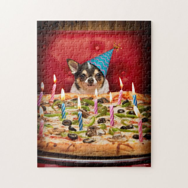 Quebra-cabeça Pizza Chihuahua Birthday (Vertical)