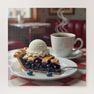 Quebra-cabeça Pizza de Blueberry, Sorvete e café