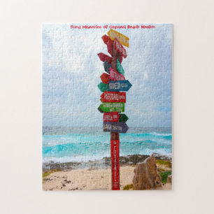 Quebra-cabeça Placa de Destino Cozumel Praia México. Jigsaw