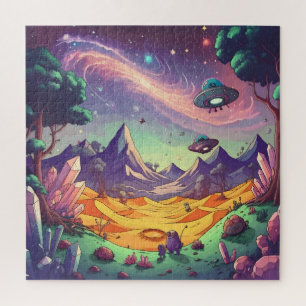 Quebra-cabeça Planeta alienígena UFO Gemstones Violet Mounts
