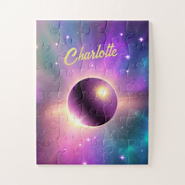 Quebra-cabeça Planeta Puro de Diversão Cósmica Orbitando o Unive (Vertical)