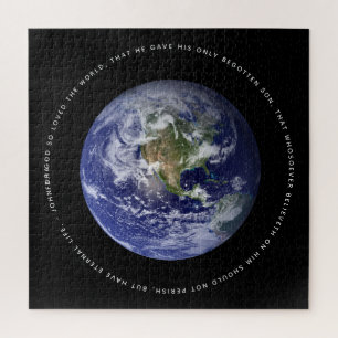 Quebra-cabeça Planeta Terra no Espaço - Christian John 3:16