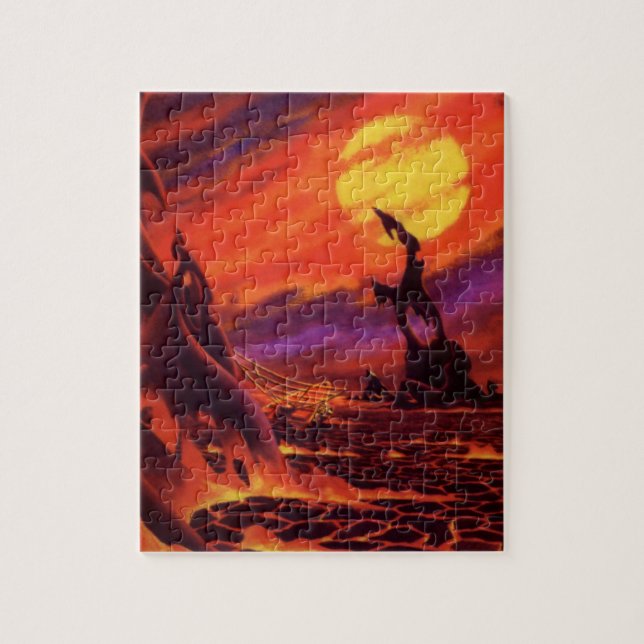 Quebra-cabeça Planeta vulcânico de ficção científica com Red Lav (Vertical)