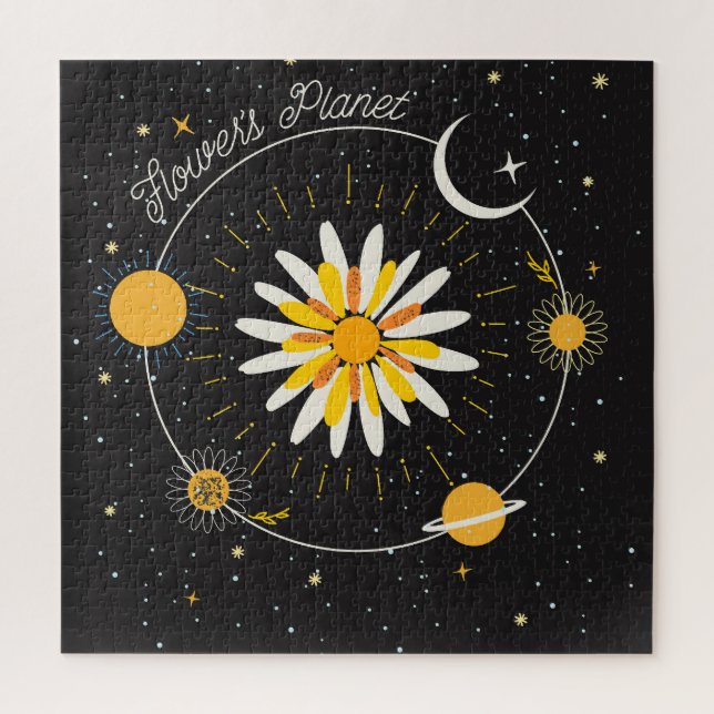 Quebra-cabeça Planetas da Lua Sun: Arte Floral Gráfica (Vertical)