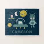 Quebra-cabeça Planetas Espaciais de Alienígena Bonitos Funny Blu<br><div class="desc">Planetas Espaciais de Alienígena Engraçados Quebra-cabeça Personalizado Azul</div>