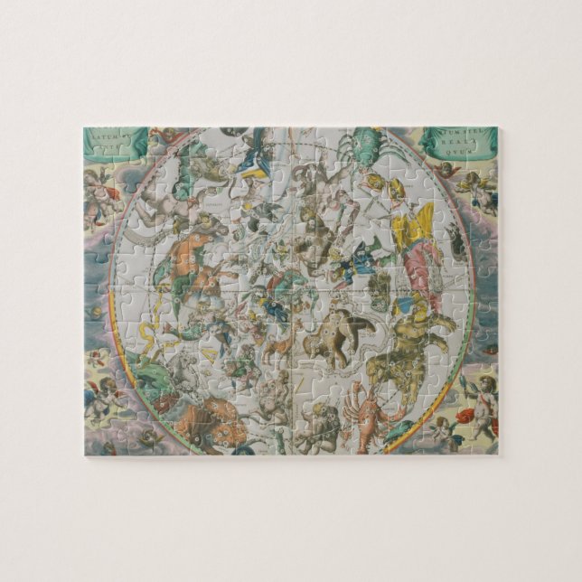 Quebra-cabeça Planisphere celestial que mostra os sinais do Zod (Horizontal)