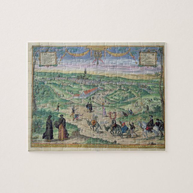 Quebra-cabeça Plano de cidade de Sevilha, 'de Civitates Orbis (Horizontal)