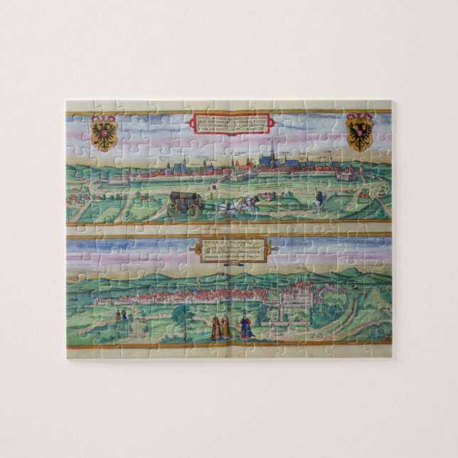 Quebra-cabeça Plano de cidade de Viena e de Buda, 'de Civitates (Horizontal)