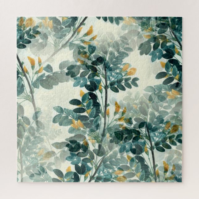 Quebra-cabeça Planta De Folha Amarelo Vintage (Vertical)